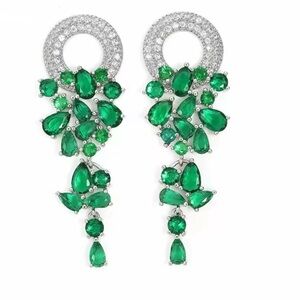 Anthropologie Green and Silver Statement Earrings
